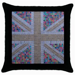 Multicoloured Union Jack Throw Pillow Case (black) by cocksoupart