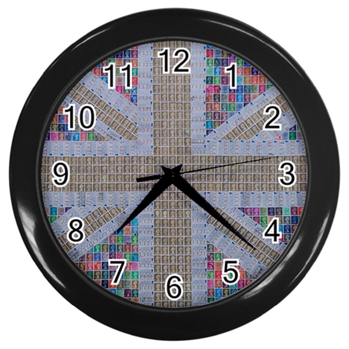 Multicoloured Union Jack Wall Clocks (Black)