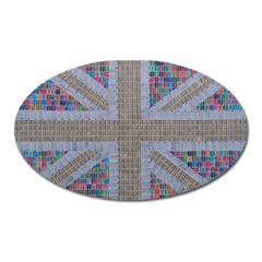 Multicoloured Union Jack Oval Magnet by cocksoupart