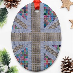 Multicoloured Union Jack Oval Ornament (two Sides) by cocksoupart