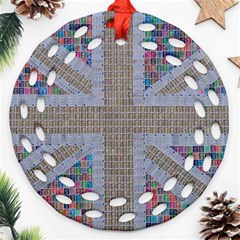 Multicoloured Union Jack Round Filigree Ornament (2side)