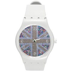 Multicoloured Union Jack Round Plastic Sport Watch (m) by cocksoupart