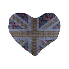 Multicoloured Union Jack Standard 16  Premium Heart Shape Cushions by cocksoupart