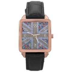 Multicoloured Union Jack Rose Gold Leather Watch  by cocksoupart