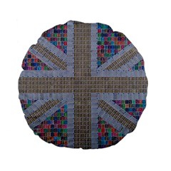 Multicoloured Union Jack Standard 15  Premium Flano Round Cushions