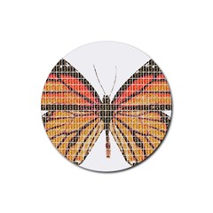 Butterfly Rubber Coaster (round)  by cocksoupart