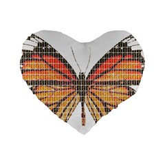 Butterfly Standard 16  Premium Heart Shape Cushions by cocksoupart