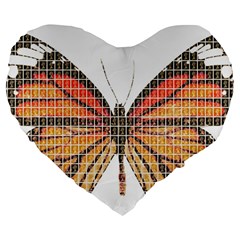 Butterfly Large 19  Premium Flano Heart Shape Cushions