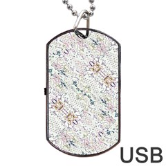 Oriental Floral Ornate Dog Tag Usb Flash (two Sides) 