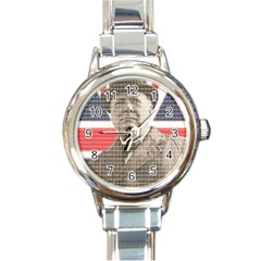 Winston Churchill Round Italian Charm Watch by cocksoupart