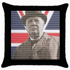 Winston Churchill Throw Pillow Case (black) by cocksoupart