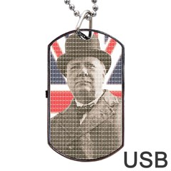 Winston Churchill Dog Tag Usb Flash (one Side)