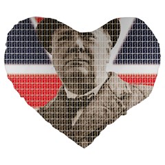 Winston Churchill Large 19  Premium Heart Shape Cushions by cocksoupart