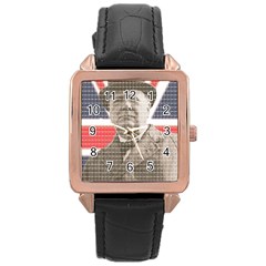 Winston Churchill Rose Gold Leather Watch  by cocksoupart