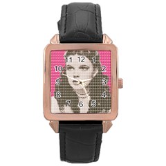 Over The Rainbow - Pink Rose Gold Leather Watch  by cocksoupart