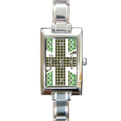 Green Flag Rectangle Italian Charm Watch by cocksoupart