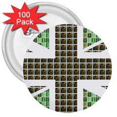 Green Flag 3  Buttons (100 Pack) 