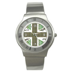 Green Flag Stainless Steel Watch by cocksoupart