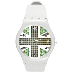 Green Flag Round Plastic Sport Watch (m) by cocksoupart