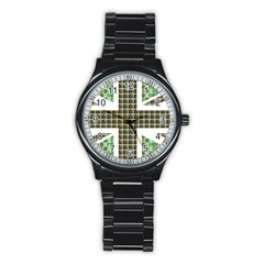 Green Flag Stainless Steel Round Watch by cocksoupart