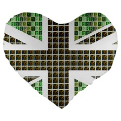 Green Flag Large 19  Premium Flano Heart Shape Cushions