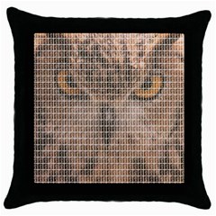 Owl Throw Pillow Case (black) by cocksoupart