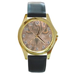 Owl Round Gold Metal Watch by cocksoupart