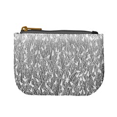 Grey Ombre Feather Pattern, White, Mini Coin Purse by Zandiepants