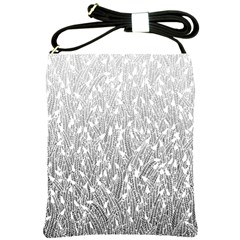 Grey Ombre Feather Pattern, White, Shoulder Sling Bag by Zandiepants