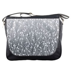 Grey Ombre Feather Pattern, White, Messenger Bag by Zandiepants