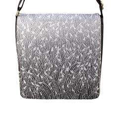 Grey Ombre Feather Pattern, White, Flap Closure Messenger Bag (l) by Zandiepants