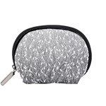 Grey Ombre feather pattern, white, Accessory Pouch (Small) Front