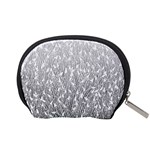 Grey Ombre feather pattern, white, Accessory Pouch (Small) Back