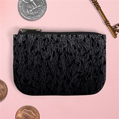 Grey Ombre Feather Pattern, Black, Mini Coin Purse by Zandiepants