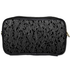 Grey Ombre Feather Pattern, Black, Toiletries Bag (two Sides) by Zandiepants