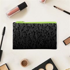 Grey Ombre Feather Pattern, Black, Cosmetic Bag (xs)