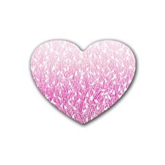 Pink Ombre Feather Pattern, White, Heart Coaster (4 Pack) by Zandiepants