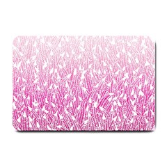 Pink Ombre Feather Pattern, White, Small Doormat by Zandiepants