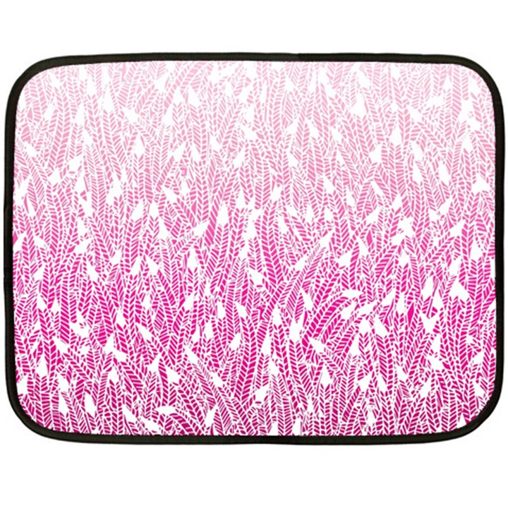 Pink Ombre feather pattern, white, Fleece Blanket (Mini)