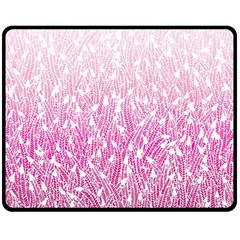 Pink Ombre Feather Pattern, White, Double Sided Fleece Blanket (medium)