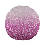 Pink Ombre feather pattern, white, Standard 15  Premium Flano Round Cushion  Front