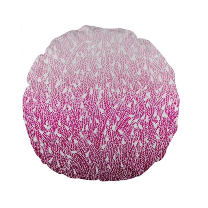 Pink Ombre feather pattern, white, Standard 15  Premium Flano Round Cushion 