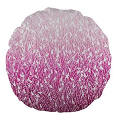 Pink Ombre Feather Pattern, White, Large 18  Premium Flano Round Cushion  by Zandiepants