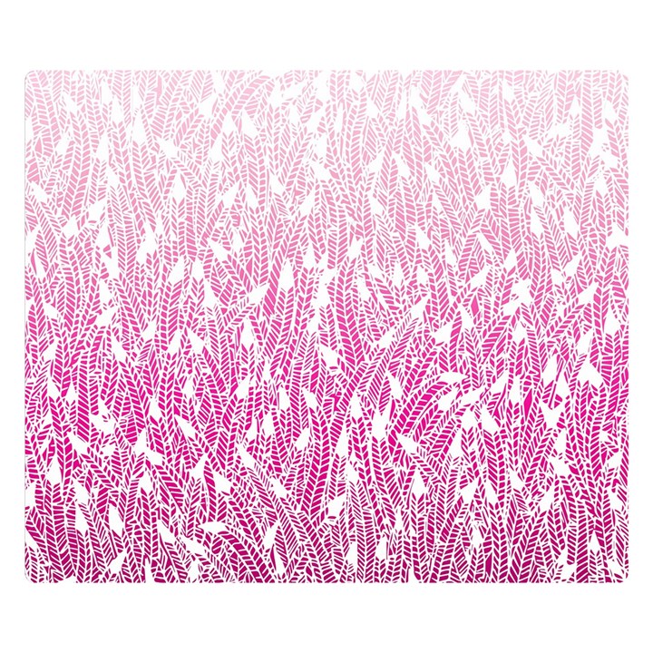 Pink Ombre feather pattern, white, Double Sided Flano Blanket (Small)