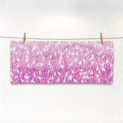 Pink Ombre Feather Pattern, White, Hand Towel by Zandiepants