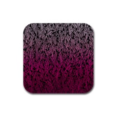 Pink Ombre Feather Pattern, Black, Rubber Square Coaster (4 Pack) by Zandiepants