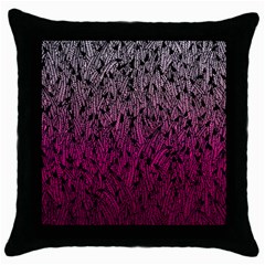 Pink Ombre Feather Pattern, Black, Throw Pillow Case (black) by Zandiepants