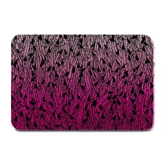 Pink Ombre Feather Pattern, Black, Plate Mat by Zandiepants