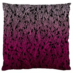 Pink Ombre Feather Pattern, Black, Large Cushion Case (one Side) by Zandiepants