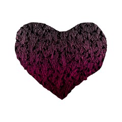 Pink Ombre Feather Pattern, Black, Standard 16  Premium Heart Shape Cushion  by Zandiepants